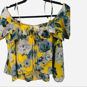 Japna yellow and blue Floral boho top